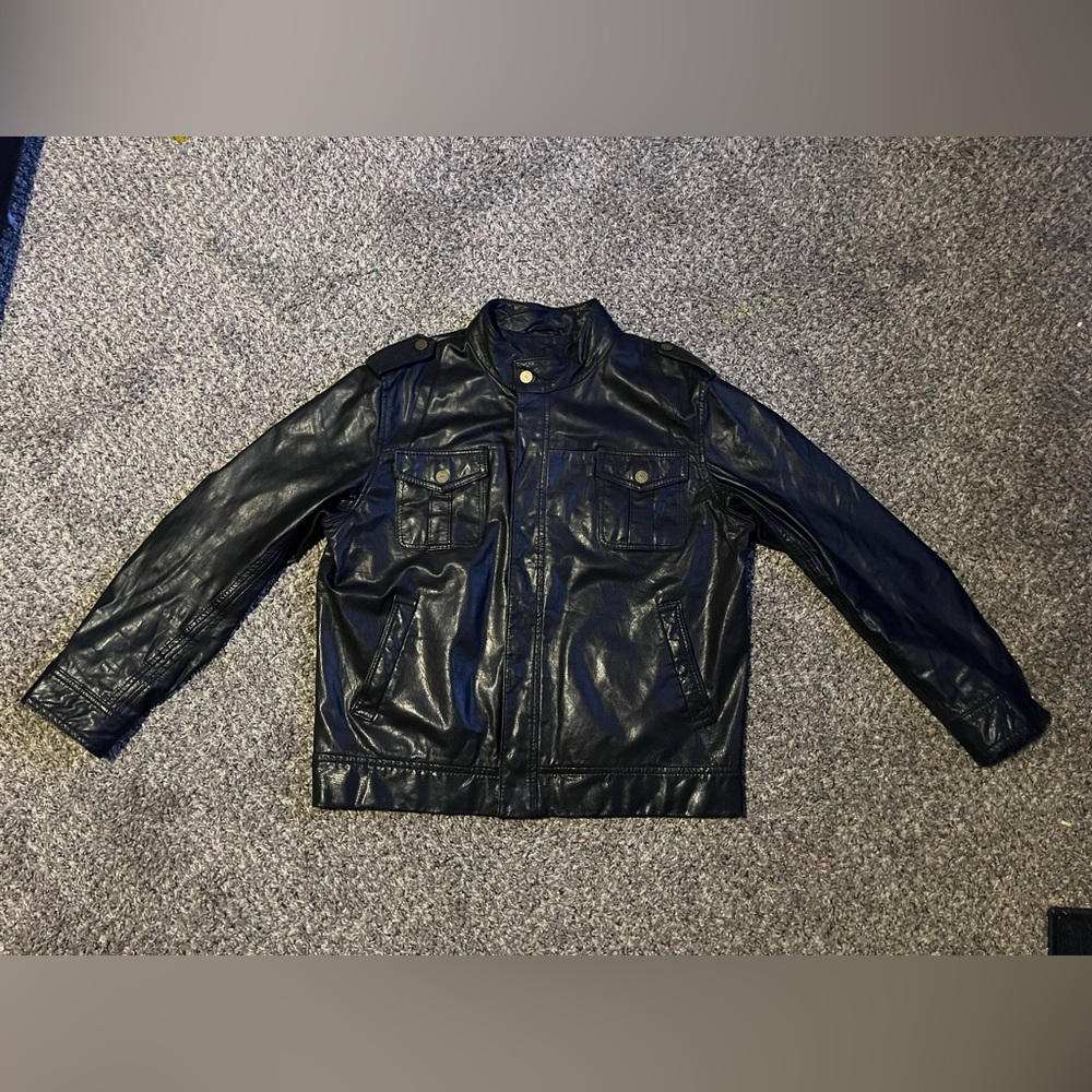 Purifcacion Garcia Spain buffalo leather military jacket black large